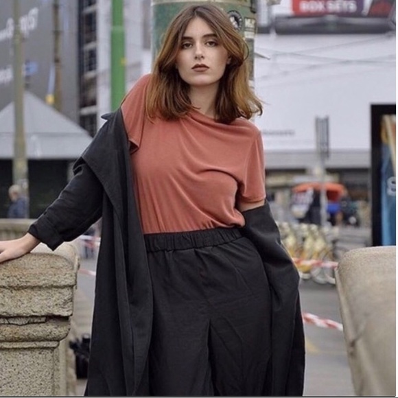 American Apparel Jersey Oversized Cutout Open Back Short Sleeve Shirt Orange - Picture 2 of 9